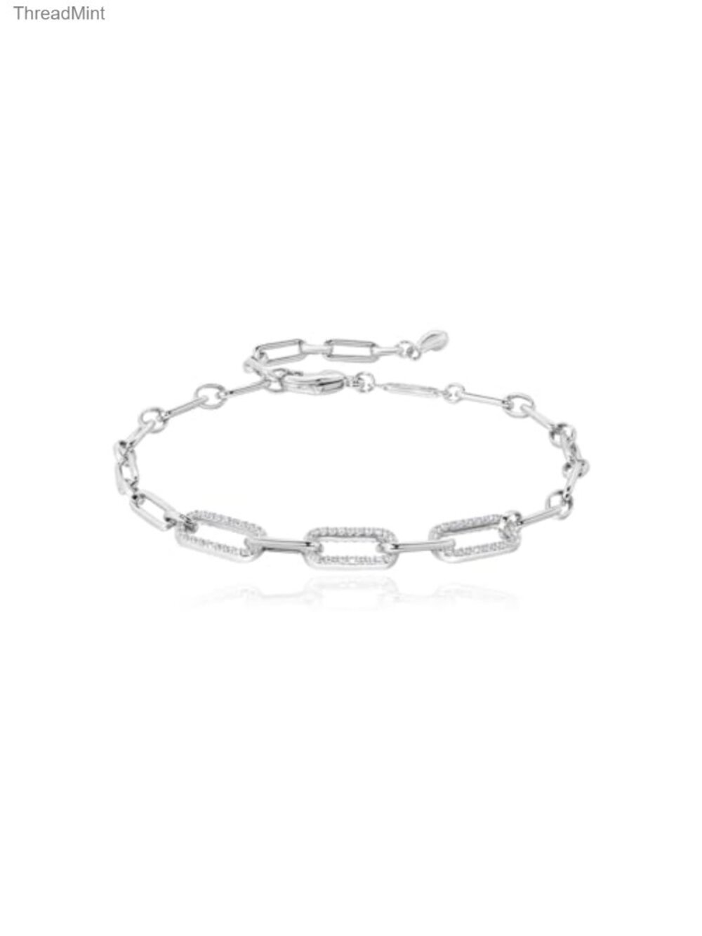 Dainty Stackable Link Bracelet, 18K Gold Plated CZ Paperclip Chain with Slider